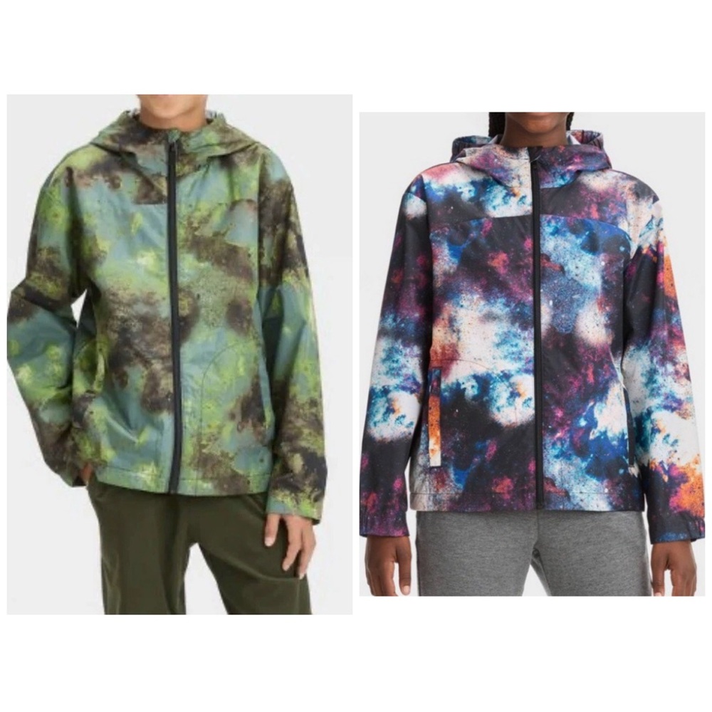 🆕 2 Pack - All In Motion Kids Camouflage and Galaxy Print Windbreaker Jackets